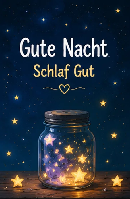 Schlaf Gut Bilder mit Sternen im Glas