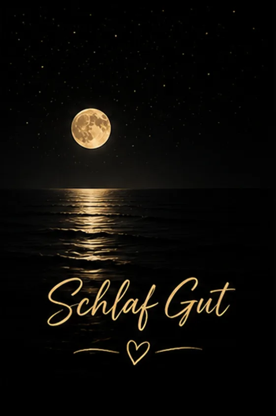 Schlaf Gut Bilder mit Vollmond über dem Meer