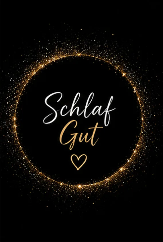 Schlaf Gut Bilder mit goldenem Glitzerkreis