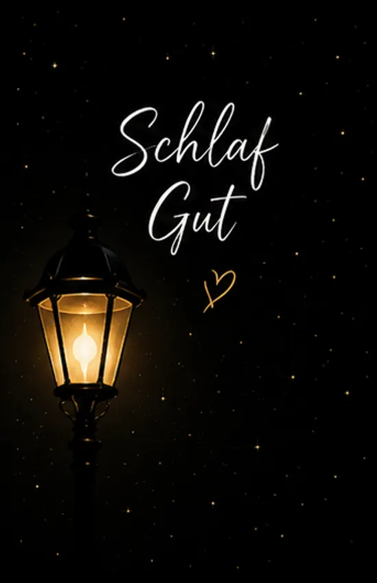 Schlaf Gut Bilder mit klassischer Straßenlaterne