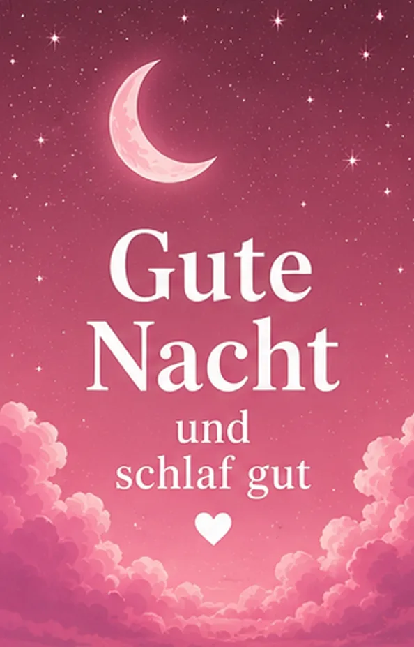 Schlaf Gute Nacht Bilder mit rosa Mondsichel