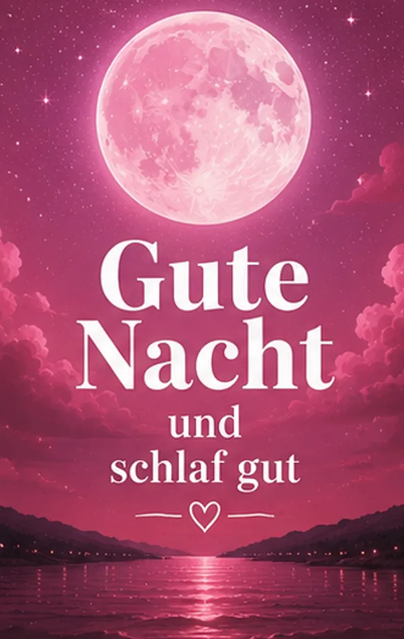 Schlaf Gute Nacht Bilder mit rosa Vollmond