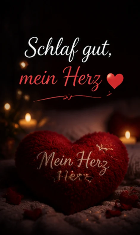 Schlaf gut mein Herz Bilder mit Plüschherz