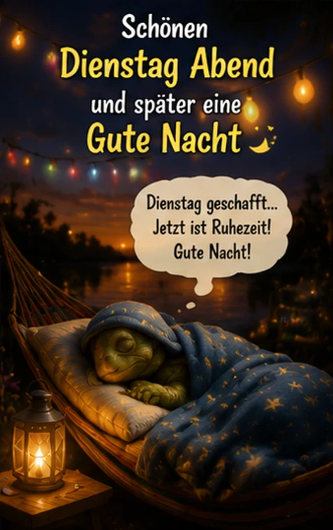Schönen Dienstag Abend & Gute Nacht Bilder mit Schildkröte