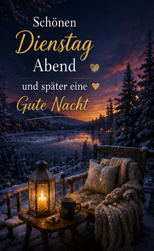 Schönen Dienstag Abend & Gute Nacht Bilder mit gemütlicher Winterterrasse