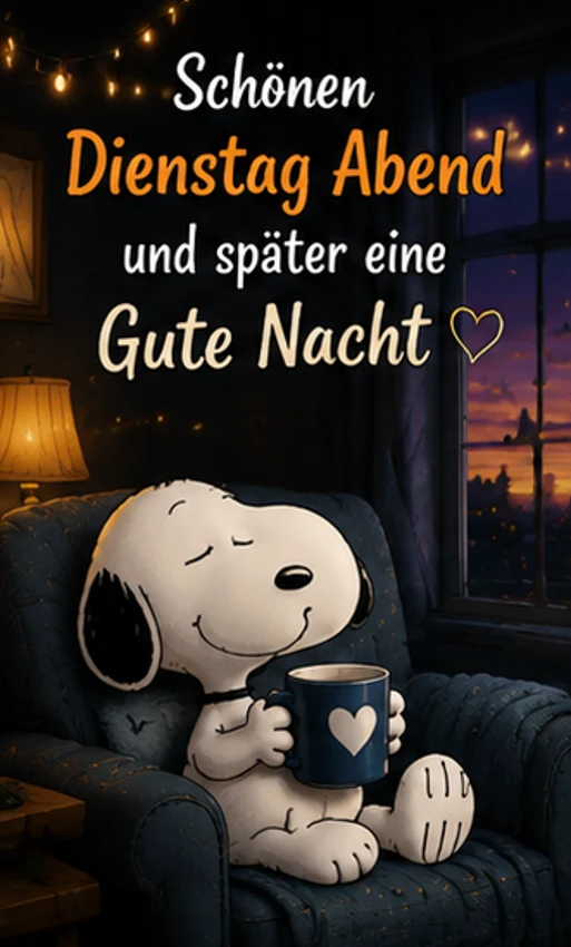 Schönen Dienstag Abend & Gute Nacht Grüße mit Snoopy