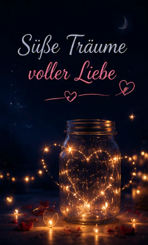 Süße Träume voller Liebe Bilder mit Lichterkette im Glas