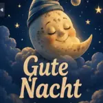 herzliche gute nacht wuensche bilder mit einem laechelnden mond im wolkenmeer unter einem funkelnden sternenhimmel