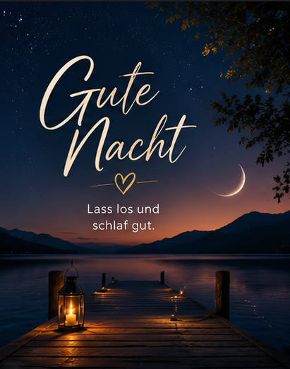 gute Nacht Bilder Modern und ein idyllischer Holzsteg am See mit Laterne