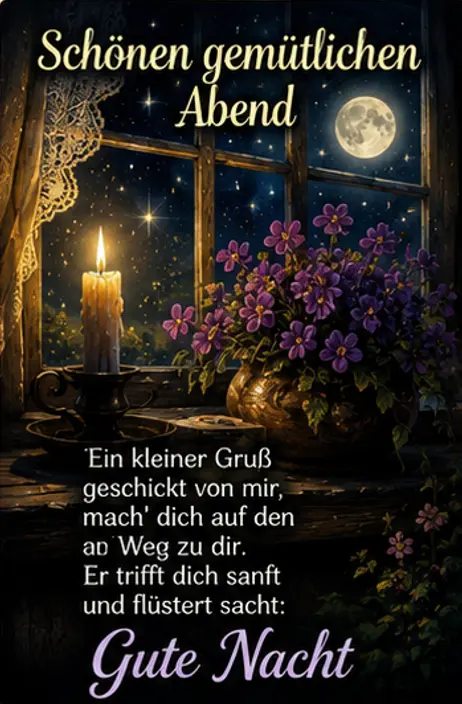 wunderschöne gute nacht bilder und eine brennende kerze am fenster