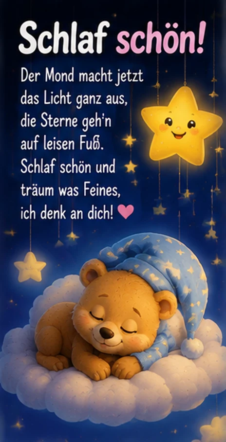 Bärchen Vorlage für ein Gute Nacht Gedicht Kinder