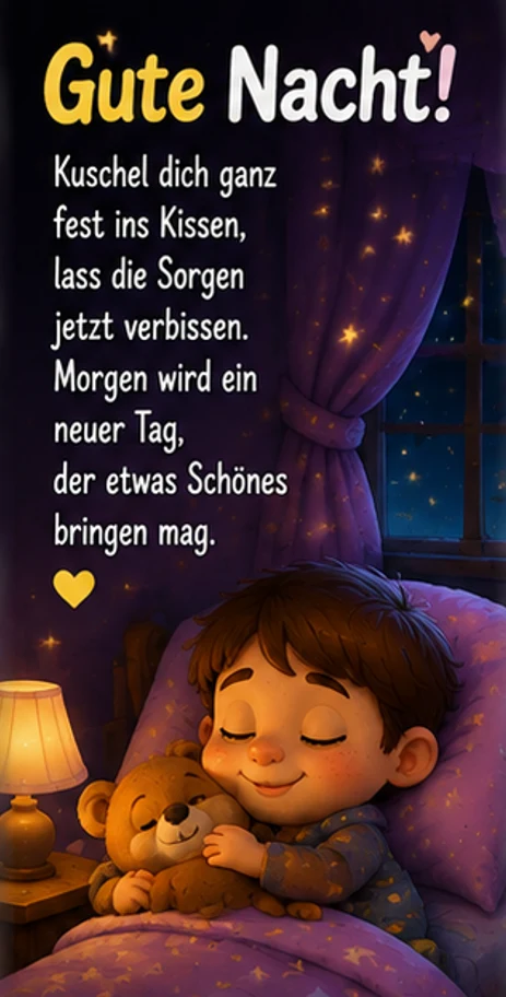 Beruhigendes Gute Nacht Gedicht Kinder für schöne Träume