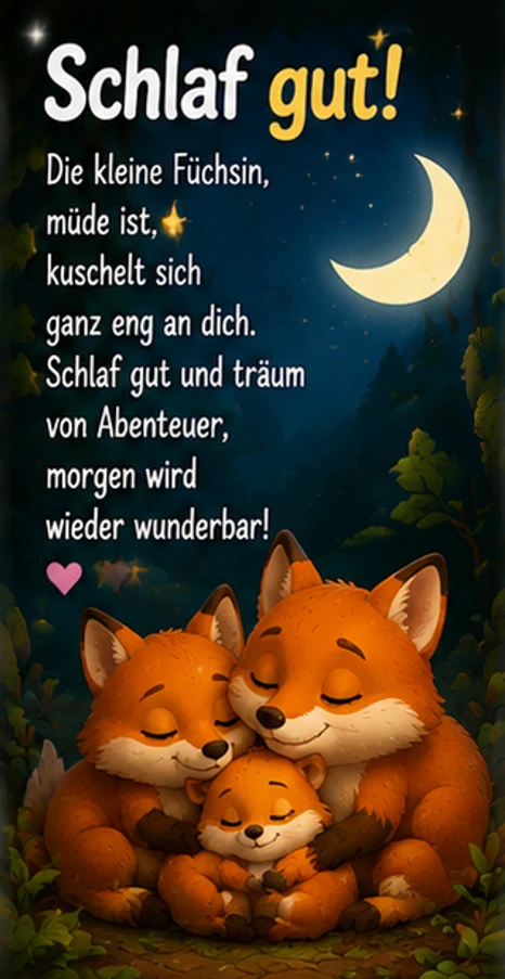 Fuchs Familie Reim als Gute Nacht Gedicht Kinder