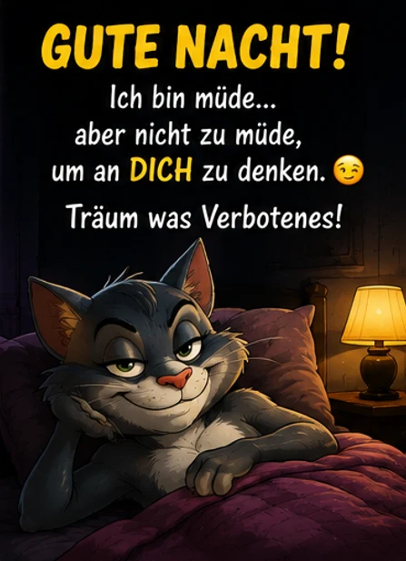 Gute Nacht Bilder lustig Katze frech