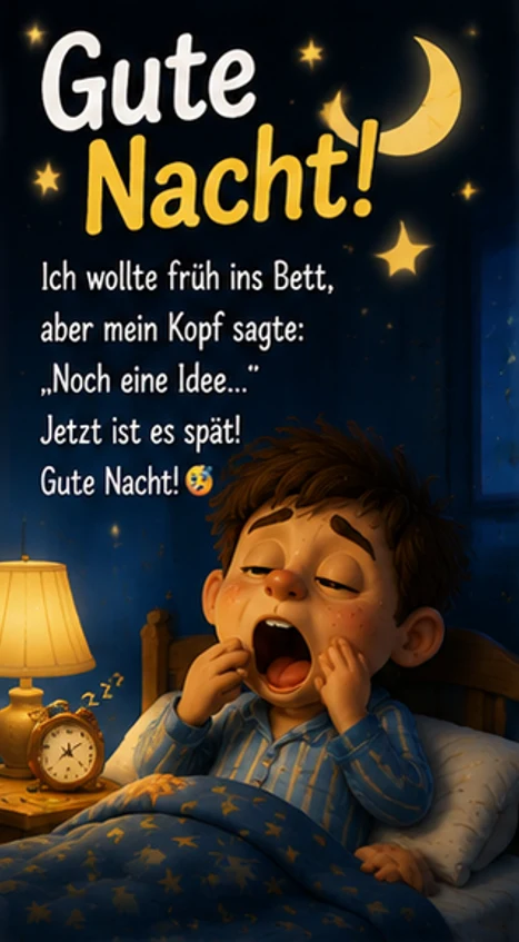 Gute Nacht Gedicht Lustig für Spätfüller