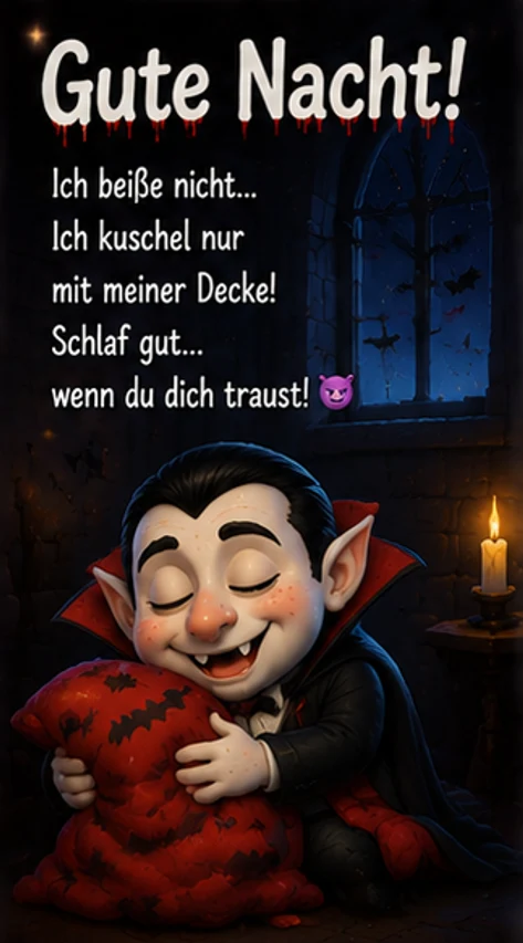 Gute Nacht Gedicht Lustig mit Vamp