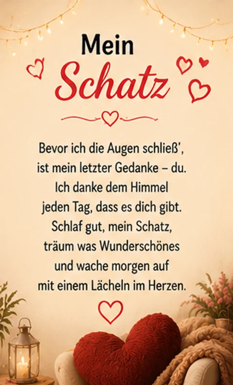 Gute Nacht Gedicht für mein Schatz