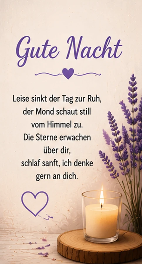Gute Nacht Gedicht mit Lavendel