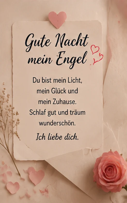 Gute Nacht mein Engel Gedicht mit Liebe