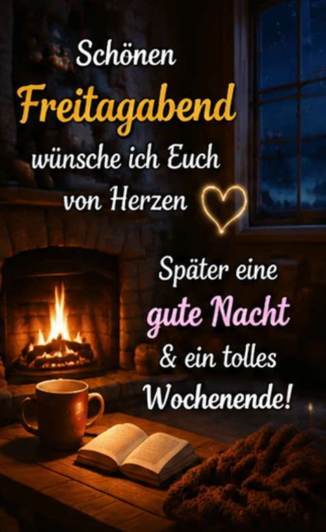 Herzliche Grüße zum Freitagabend am Kamin