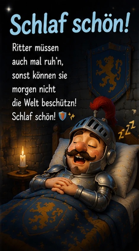 Lustig reimen zur Gute Nacht für tapfere Ritter