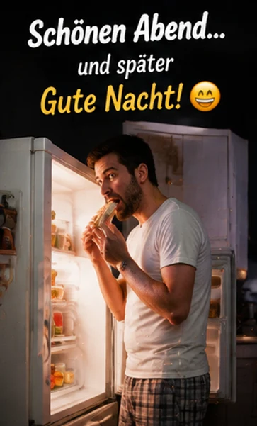Lustige Gute Nacht Grüße mit Mitternachtssnack