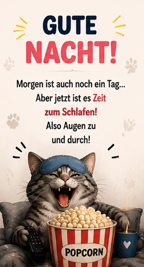 Lustiges Gute Nacht Gedicht mit Katze