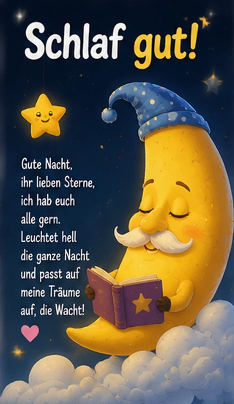 Mond Vorlage mit Gute Nacht Gedicht Kinder für die Kleinsten