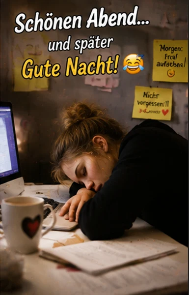 Müde Abendgrüße für fleißige Menschen