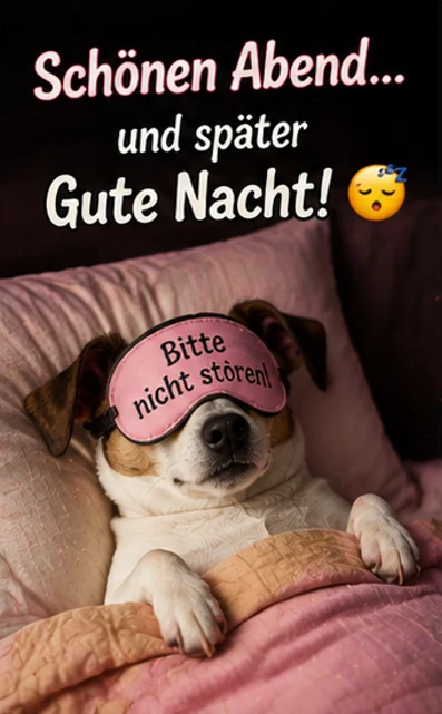 Rosa Gute Nacht Grüße mit süßem Hund