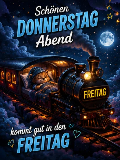 Schönen Donnerstag Abend, kommt gut in den Freitag Bild Eisenbahn gratis