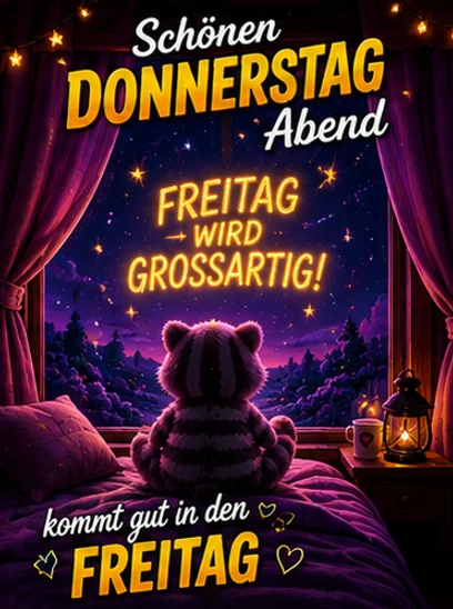 Schönen Donnerstag Abend, kommt gut in den Freitag Bild online gratis