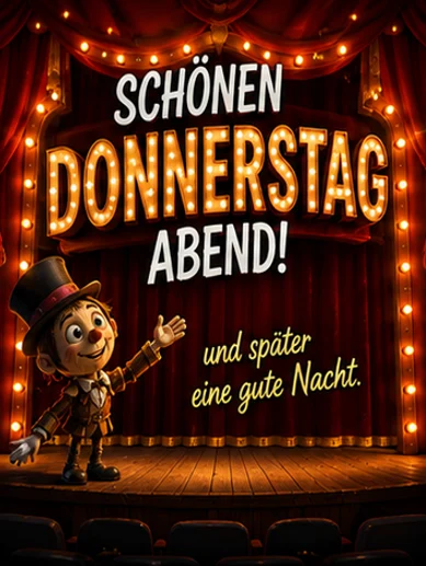 Schönen Donnerstag Abend und später eine Gute Nacht Bilder mit Bühne