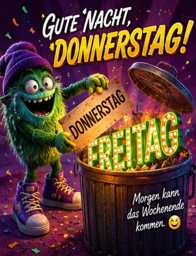Schönen Donnerstag Abend und später eine Gute Nacht Bilder mit Monster