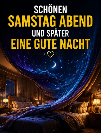 Schönen Samstag Abend und später eine Gute Nacht Bett Nachthimmel Bild