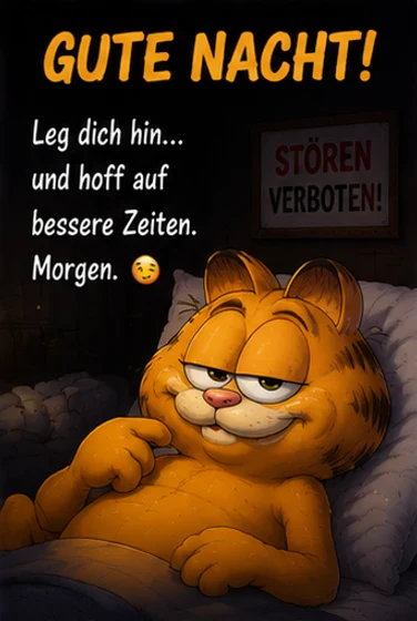 Verrückt witzige Gute Nacht Bilder mit Garfield Katze