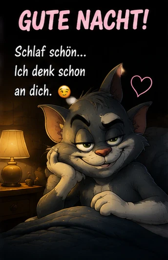 Verrückt witzige Gute Nacht Bilder mit Tom Katze
