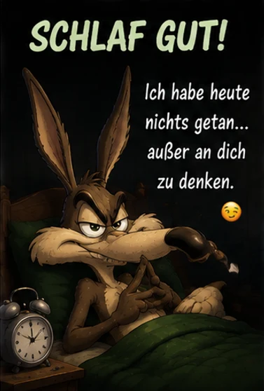 Verrückt witzige Gute Nacht Bilder mit schlauem Kojote