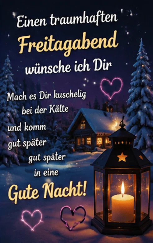Winterliche Grüße zum Freitagabend und Gute Nacht