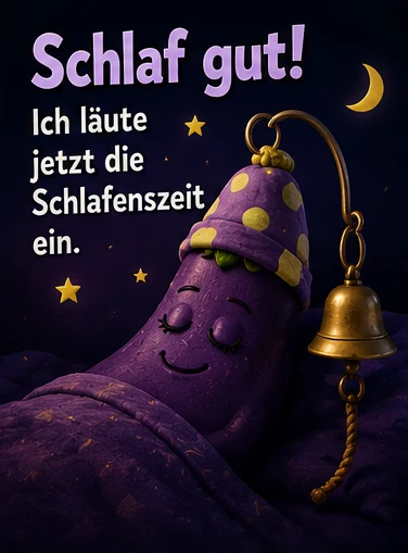 Witzig lustige Gute Nacht Bilder für WhatsApp mit Aubergine