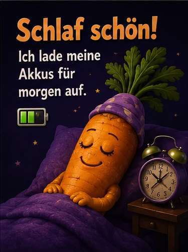 Witzig lustige Gute Nacht Bilder für WhatsApp mit Karotte