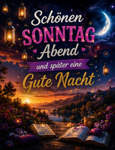 Schönen Sonntag Abend und später eine Gute Nacht PNG